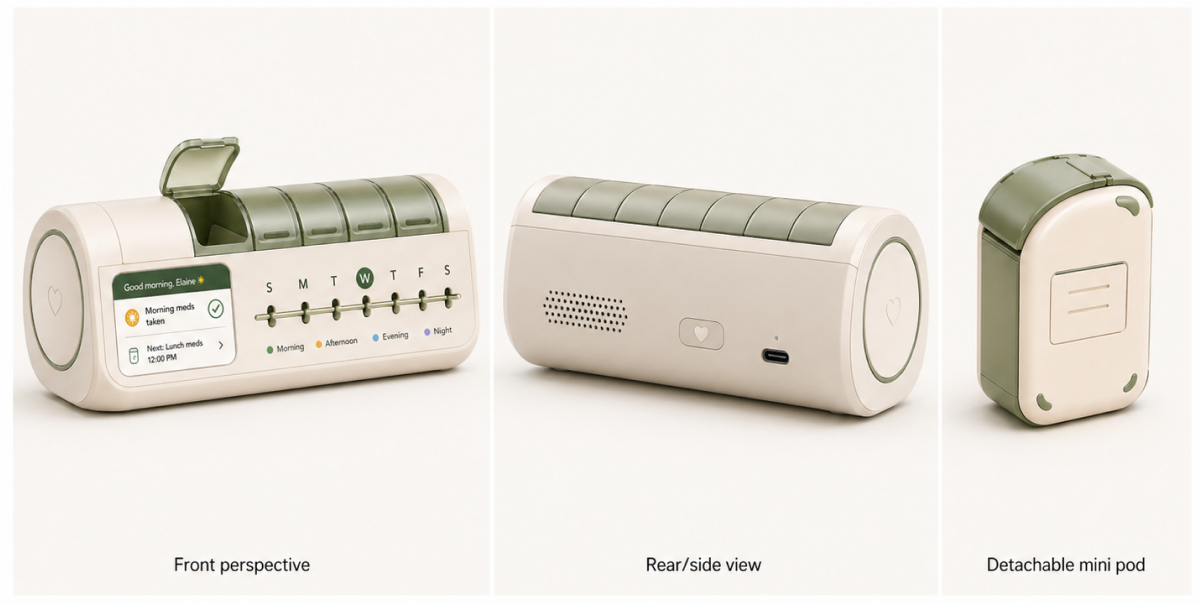 Product renderings for ElderCare Plain-Language AI.
